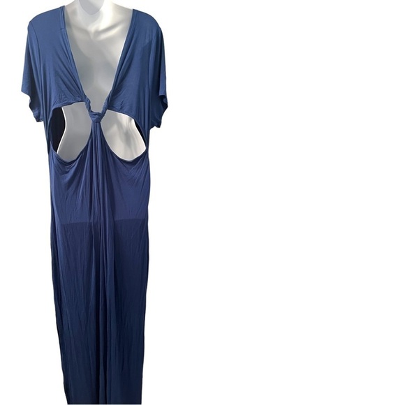 ELOQUII Cobalt Blue Stretchy Twist Knot Open Back Maxi Dress - Picture 4 of 6